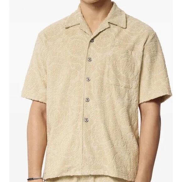 Versace Barocco Jacquard Towel Shirt Size XL 1015692 Made in Italy NWT $1325